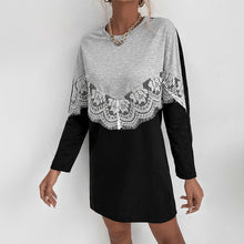 Load image into Gallery viewer, Autumn Casual Dress Loose round Neck Long Sleeve Color Matching Sweater Dress