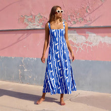 Load image into Gallery viewer, Summer Vacation French Spaghetti Strap Floral Print Maxi Dress