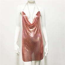 Load image into Gallery viewer, Metallic Coated Fabric Women Clothing Metal Sequ Dress Sexy Sweet Spicy Dress Rhinestone Cami Dress Women