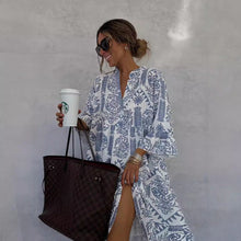 Load image into Gallery viewer, Dress Casual Printed 3/4 Sleeves Shirt Dress for Women