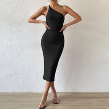 Load image into Gallery viewer, Autumn Winter Women Sexy Sleeveless Shoulder Corset Sheath Long Formal Dress