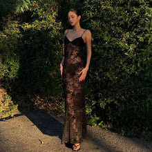 Load image into Gallery viewer, Spring Summer Women Mesh Sexy See through V neck Backless Slim Fit Sling Dress