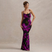Load image into Gallery viewer, Women Dress Floral Print Cross Shoulder Strap Backless Slim Fit Inner Dress