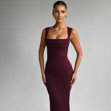 Load image into Gallery viewer, Women Clothing Spring Summer Slim Fit Square Collar Sleeveless Waist Slimming Dress
