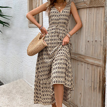 Load image into Gallery viewer, Summer Women Rhombus Prints Sleeveless Dress