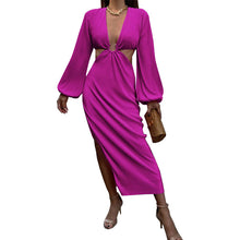 Load image into Gallery viewer, Women Wear Dress Long Sleeve Cropped Outfit Sexy Slit Dress Women