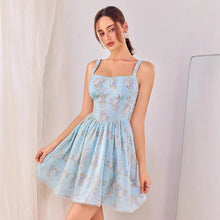 Load image into Gallery viewer, Spring Summer Women Clothing Sexy Dress Printed Backless Seaside Holiday Suspender