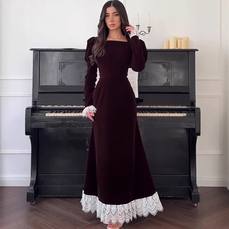 Fall Long Elegant Graceful Waist Dress