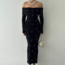 Load image into Gallery viewer, Beaded off Shoulder Dress Spring Slim Fit Evening Dress