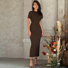 Load image into Gallery viewer, Women Clothing Winter round Neck Slim Back Lace up Long Sleeve Dress
