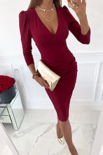 Load image into Gallery viewer, Fall Winter V neck Sexy Waist Dress for Women