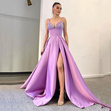 Load image into Gallery viewer, Spring Summer Women Clothing Dress Deep V Plunge Sequin Sling Sexy Slit Dress