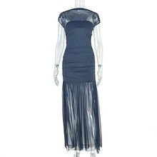 Load image into Gallery viewer, Elegant Slim Women Clothing Solid Color Splicing Package Hip Dress Sleeveless Turtleneck Pleated Office Length Dress