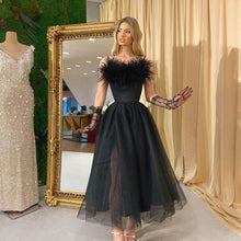 Load image into Gallery viewer, Spring Summer Women Clothing Feather Straps Tulle Elegant Evening Dress
