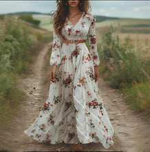 Load image into Gallery viewer, Autumn V neck Long Sleeve Printed Dress Woman