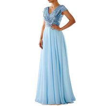 Load image into Gallery viewer, Summer Dress V neck Sequ Chiffon Stitching Evening Maxi Dress
