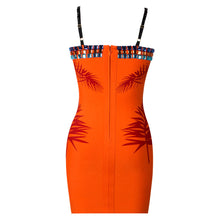 Load image into Gallery viewer, Star Sexy Heavy Industry Beads Printed Mesh V neck Strap Tube Top Backless Bandage One Piece Dress