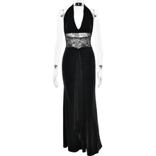 Load image into Gallery viewer, Elegant Deep V Plunge Halter Waist Slimming Maxi Dress Sexy Hollow Out Cutout out Backless Ribbon Dress
