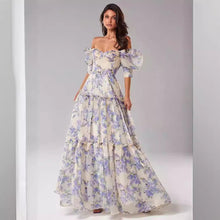 Load image into Gallery viewer, Spring Summer off the Shoulder Women Organza Fairy Long Elegant Evening Dress