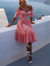 Load image into Gallery viewer, Fall Women Clothing Sexy Off The Shoulder Polka Dot Dress Maxi Dress