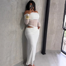 Load image into Gallery viewer, Summer Women Maxi Dress Sexy Mesh Stitching Slim Fit Tube Top Long Sleeve Dress