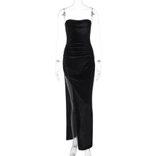 Load image into Gallery viewer, Women Clothing Winter Sexy Slit Slim Pleated Tube Top Dress