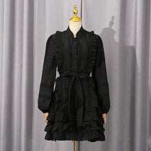 Load image into Gallery viewer, Spring Waist Controlled Short Skirt Stitching Single Breasted Vacation Lace up Dress Women Short Women Clothing