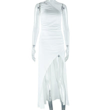 Load image into Gallery viewer, Women Clothing Solid Color Dress Diagonal Collar Open Shoulder Sleeveless Split Maxi Dress