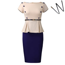 Load image into Gallery viewer, Women Clothing Plus Size Elegant Sheath Office Office Color Matching African Dress