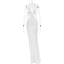Load image into Gallery viewer, Elegant Women Lace up Maxi Dress Sexy Backless Pleated Sheath Dress