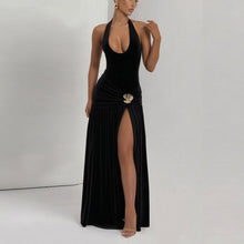 Load image into Gallery viewer, Women Clothing Summer Sexy Halter Strap Backless Slim Fit Fold Split Dress