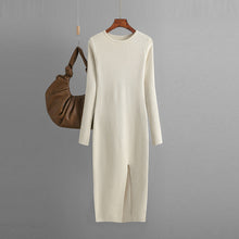 Load image into Gallery viewer, Autumn Winter Slim Fit Knitted Dress Women Inner Wear Outer Wear Mid Length Long Sleeve Tight Bottoming Hip