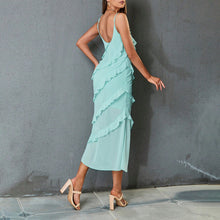Load image into Gallery viewer, Summer Women Sexy Dress Semi Transparent Stitching Sleeveless Backless Halter Dress