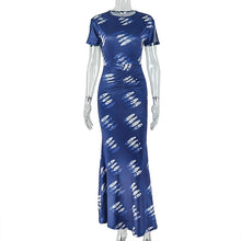 Load image into Gallery viewer, Women Printed Wear Socialite Slim Fit Hip Dress round Neck Short Sleeve Dress