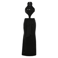 Load image into Gallery viewer, Autumn Winter Sexy Backless Hollow Out Cutout out Stitching Maxi Dress Elegant Sequ Dress