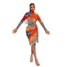 Load image into Gallery viewer, Women Clothing Sexy Mid Waist Printed Milk Silk Midi Dress