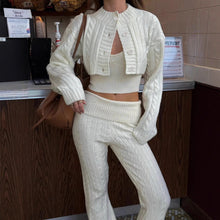 Load image into Gallery viewer, Autumn Winter Women Sexy Knitted Vest Short Top Loose Figure Flattering Straight Leg Pants Three Piece Sets