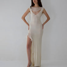 Load image into Gallery viewer, Summer Elegant Ribbon Women Dress Sexy Backless High Slit Ruffled Slim Dress