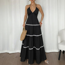 Load image into Gallery viewer, Halter Dress Summer Patchwork Lace Texture Strap Dress Women