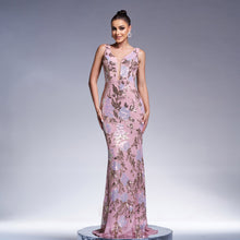 Load image into Gallery viewer, Women Elegant Sexy Sleeveless V neck Sequ Cocktail Evening Dress Bridesmaid Dress