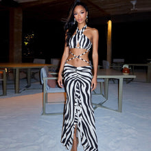 Load image into Gallery viewer, Spring Sexy Backless Halter Bandage Split Stringy Selvedge Dress Women
