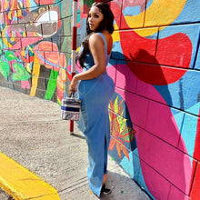 Load image into Gallery viewer, Denim Women Wear Spring Summer Sexy Backless Zipper High Elastic Split Dress for Women