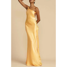 Load image into Gallery viewer, Spring Summer Party Slim Fit Oblique Shoulder Dress Casual Satin Dress