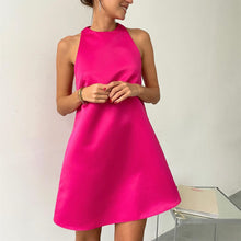 Load image into Gallery viewer, Spring Summer Satin Dress round Neck Sleeveless A line Sexy Party Dance Dress
