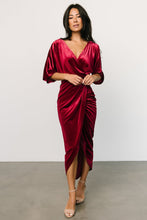 Load image into Gallery viewer, Pleuche Dress V neck Sexy Asymmetric Dress Evening Dress