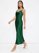 Load image into Gallery viewer, Women Clothing Spring Summer Satin Sling Deep V Plunge neck Slim Solid Color Dress