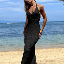 Load image into Gallery viewer, Knitted Dress Halter Lace up Sexy Big Backless Sleeveless Sheath Slim Women Dress