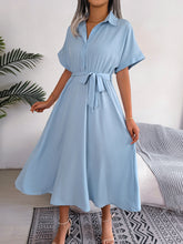 Load image into Gallery viewer, Summer Casual Loose Solid Color Tied Shirt Dress Maxi Dress Women Clothing