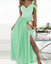 Load image into Gallery viewer, Women Clothing Maxi Dress Printed V neck Elegance Sleeveless Sexy Slit Dress