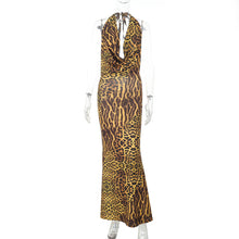 Load image into Gallery viewer, Leopard Print Pockets Collar Sexy Backless Slim Fit Seaside Beach Jumpsuit